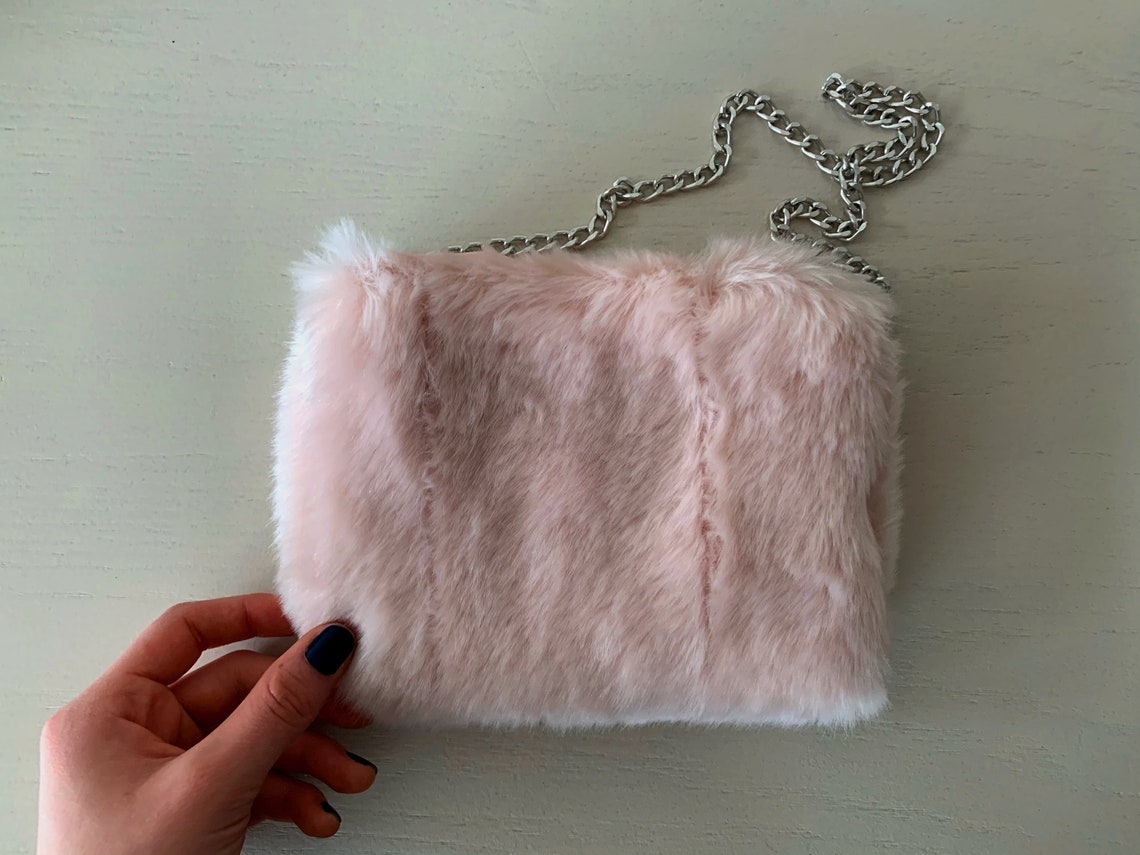 Small Fluffy Baby Pink Bag Pink Fuzzy Purse with Chain Etsy