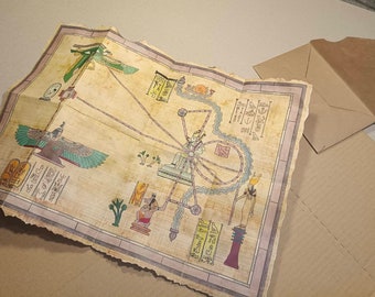 The mummy map Large, The Map of Hamunaptra, Ancient very rare map of Egypt, aged old map to a secret city / Egypt mummy Mistery box 11x14 A3