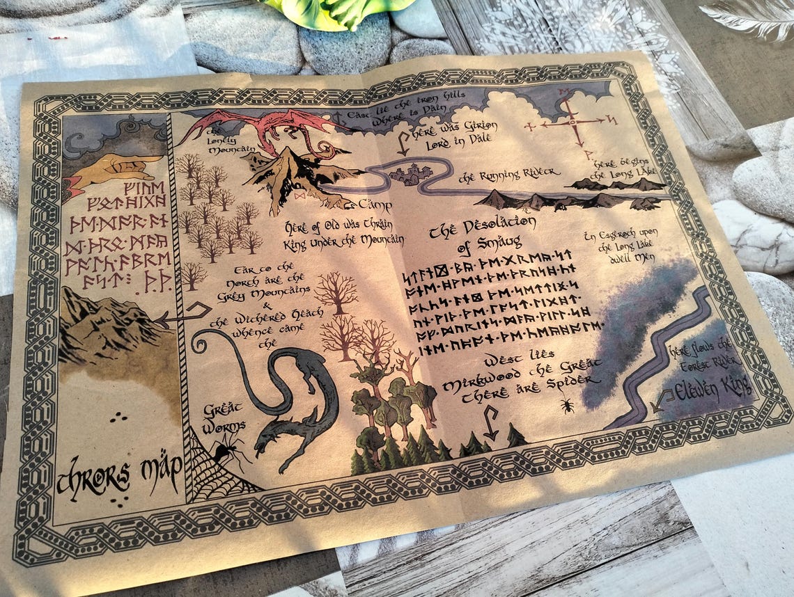 The Hobbit/thrors Map of Erebor, Thrain Elrond, Thorins Lonely Mountain ...