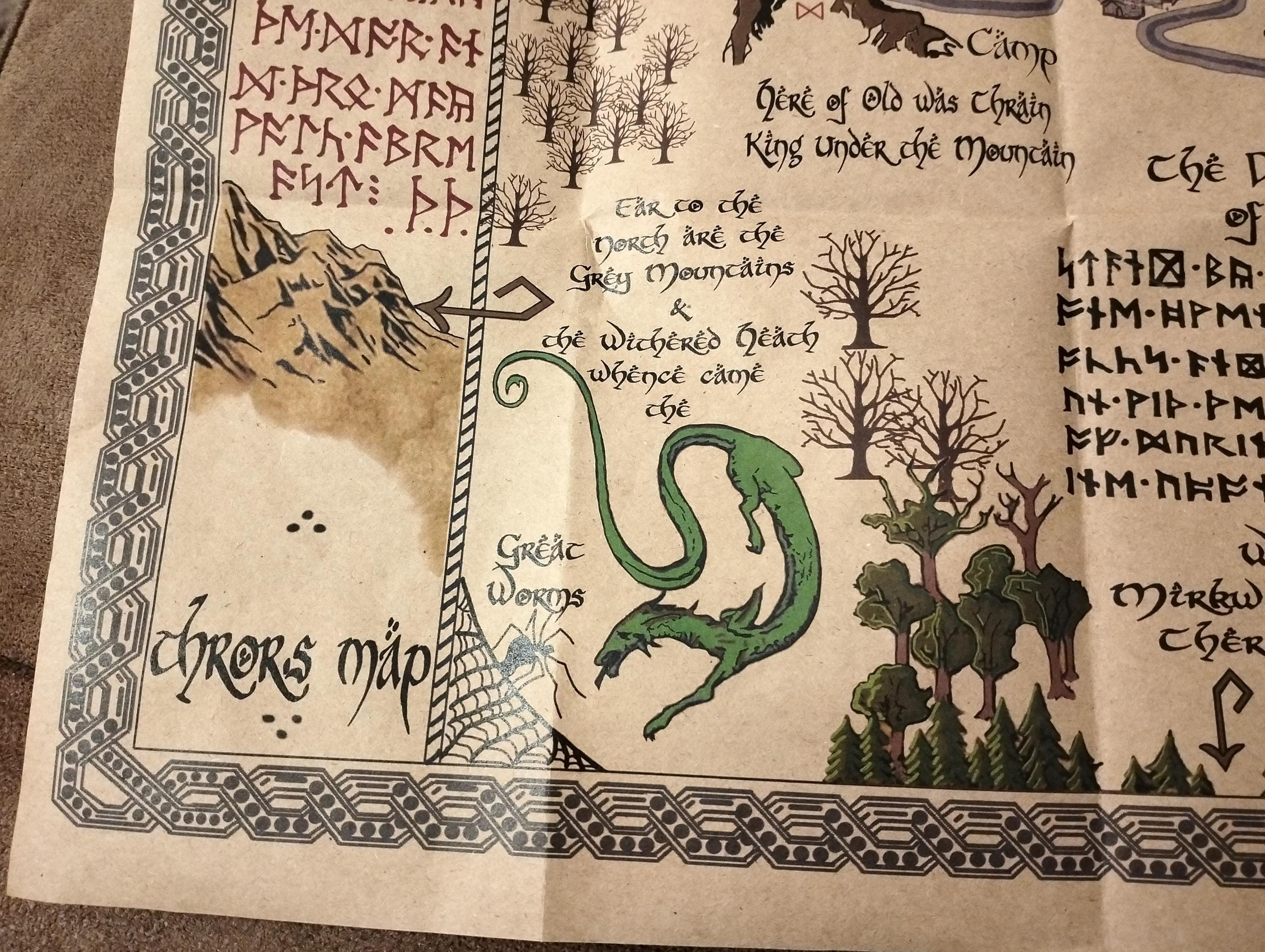 The Hobbit/thrors Map of Erebor, Thrain Elrond, Thorins Lonely Mountain ...
