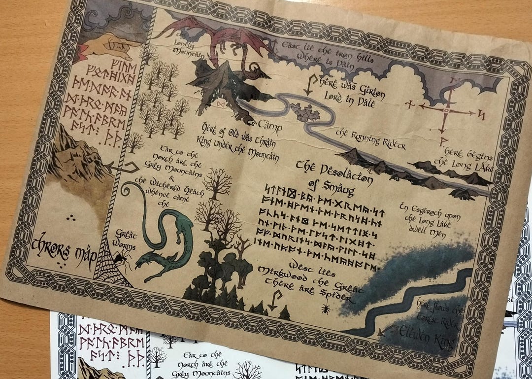 The Hobbit/thrors Map of Erebor, Thrain Elrond, Thorins Lonely Mountain ...