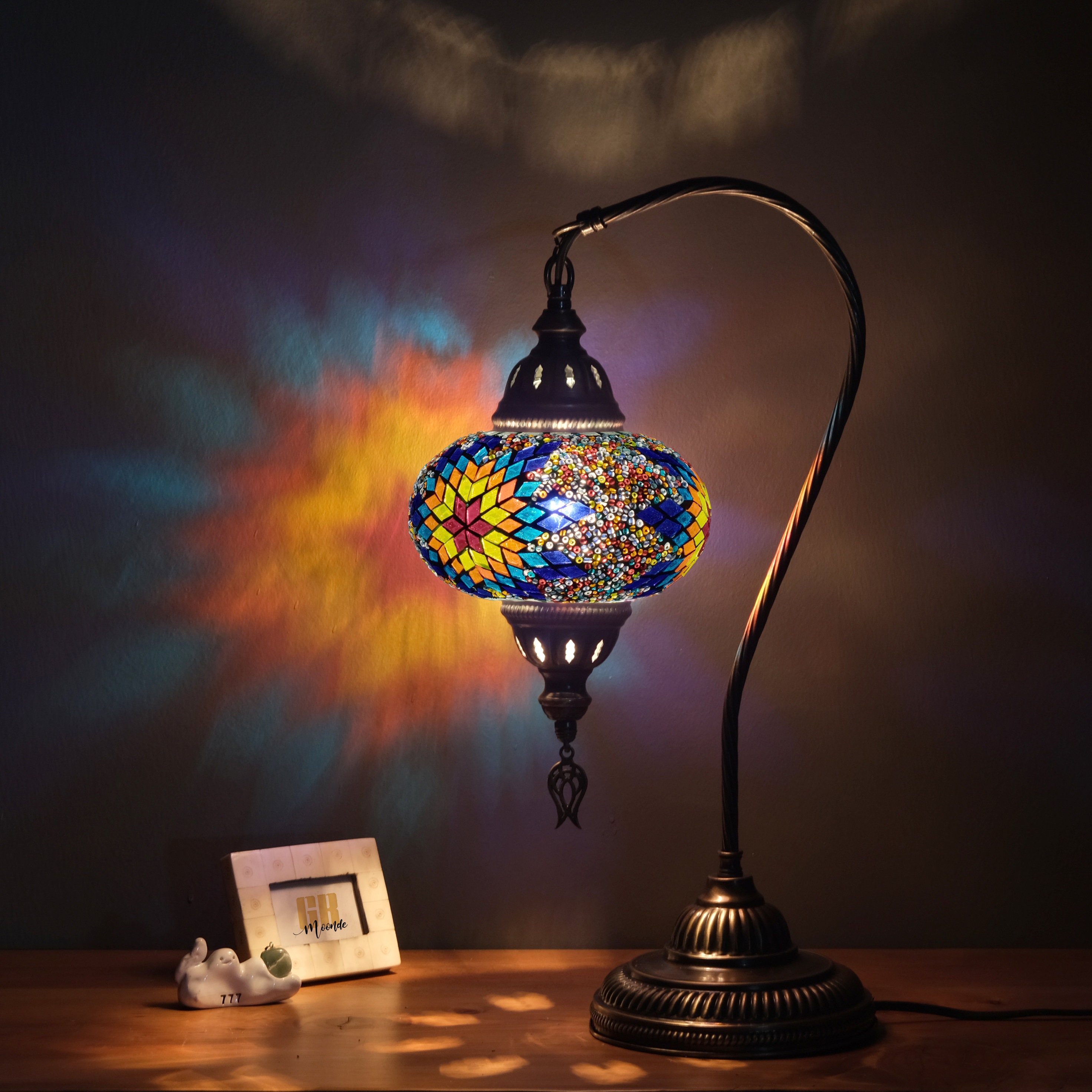 TURKISH MOSAIC TABLE LAMP CAMEL NECK DB2