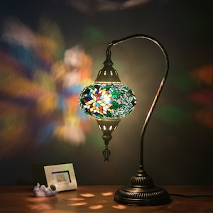 Traditional Turkey Lighting, Turkish Mosaic Lamp, Moroccan Desk Lamp, Authentic Table Lighting Design, Turkish Home Decor, Istanbul Lantern zdjęcie 6