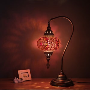 10 variantes de lampe turque, lampe de bureau marocaine en mosaïque, éclairage de table authentique, décoration d'intérieur turque, éclairage traditionnel d'Istanbul, Red Ring