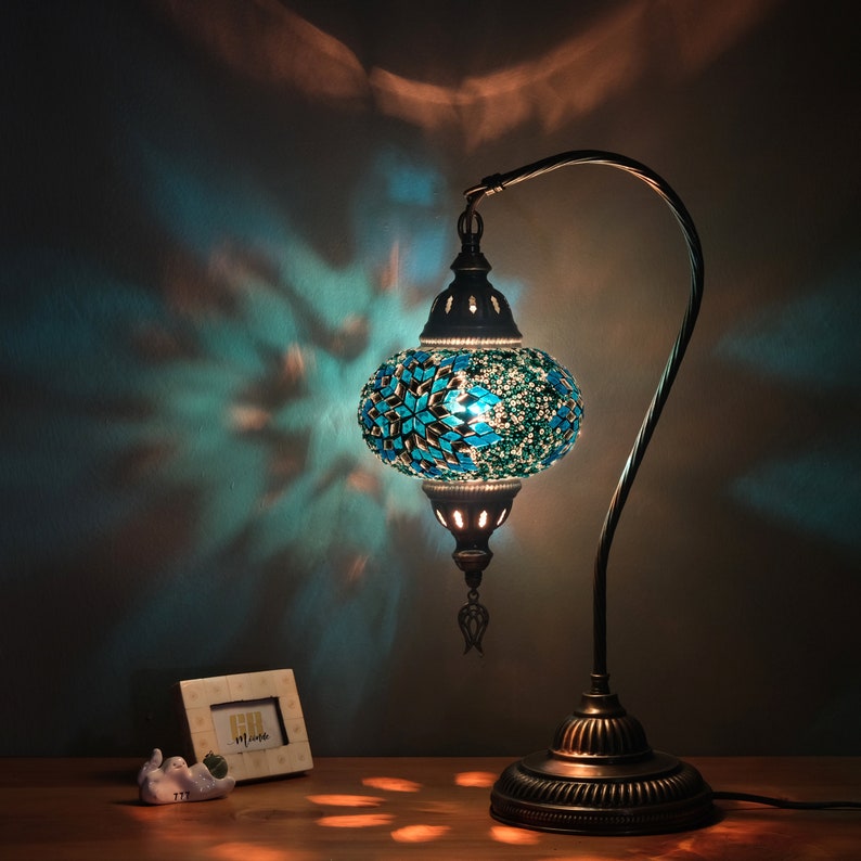 Traditional Turkey Lighting, Turkish Mosaic Lamp, Moroccan Desk Lamp, Authentic Table Lighting Design, Turkish Home Decor, Istanbul Lantern zdjęcie 4