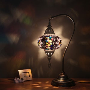 Traditional Turkey Lighting, Turkish Mosaic Lamp, Moroccan Desk Lamp, Authentic Table Lighting Design, Turkish Home Decor, Istanbul Lantern zdjęcie 5