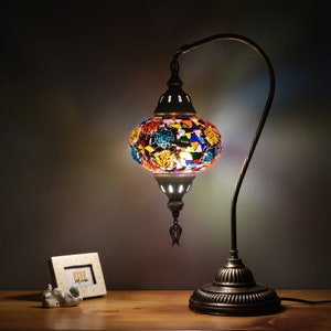 Turkish Lamp, Mosaic Moroccan Desk Lamp, Authentic Table Lighting Design, Turkish Home Decor, Traditional Turkey Lighting, Istanbul Lantern Rainbow