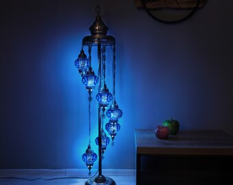 GrMoonde 7 Globe Standing Floor Lamp, Moroccan Turkish, Mosaic Floor Lamp, Moroccan Lamp Design, Authentic Home Decor, Modern Lighting