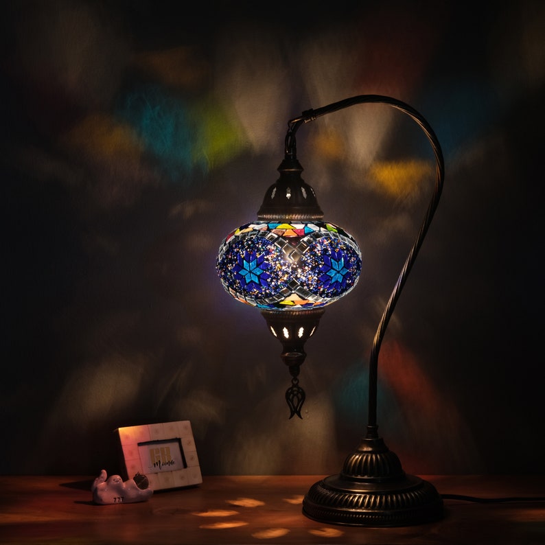 Traditional Turkey Lighting, Turkish Mosaic Lamp, Moroccan Desk Lamp, Authentic Table Lighting Design, Turkish Home Decor, Istanbul Lantern zdjęcie 2