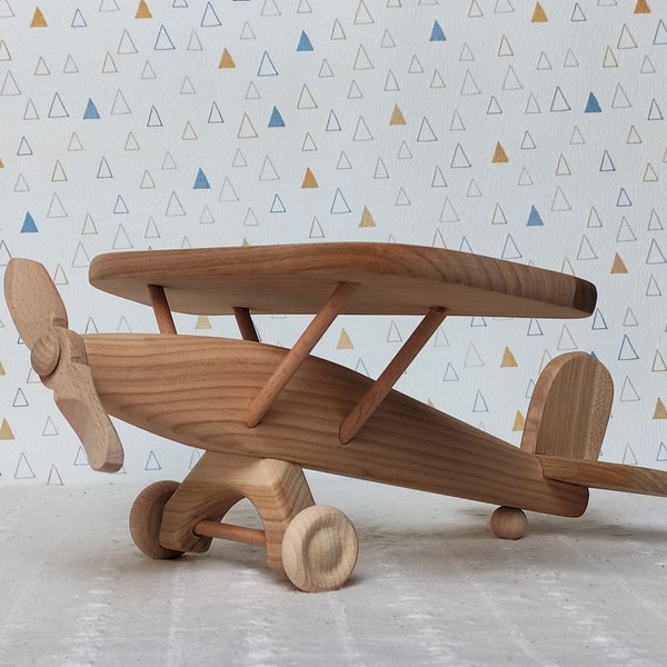 Avión Juguetes de madera Avión Juguete de madera hecho a mano para regalo para niño bebé coche de cumpleaños