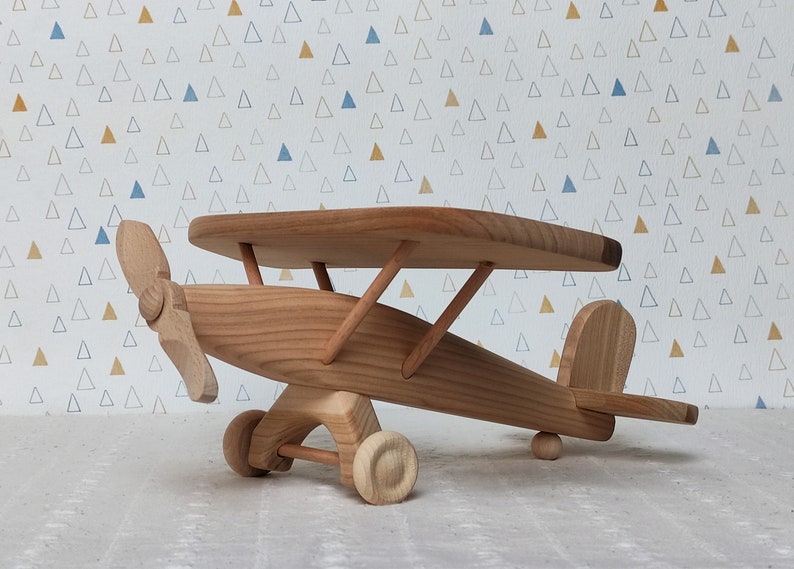 Vliegtuig Houten Speelgoed Vliegtuig Handgemaakte Houten Speelgoed Cadeau voor kind baby verjaardag auto afbeelding 1