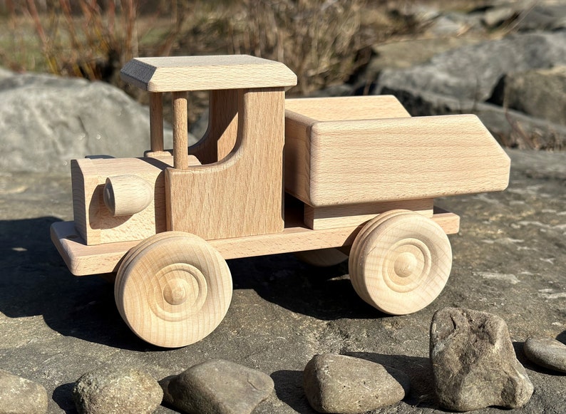 Truck with Dumper Wooden Toys Eco Handmade Toddler toys for kids Gift image 2