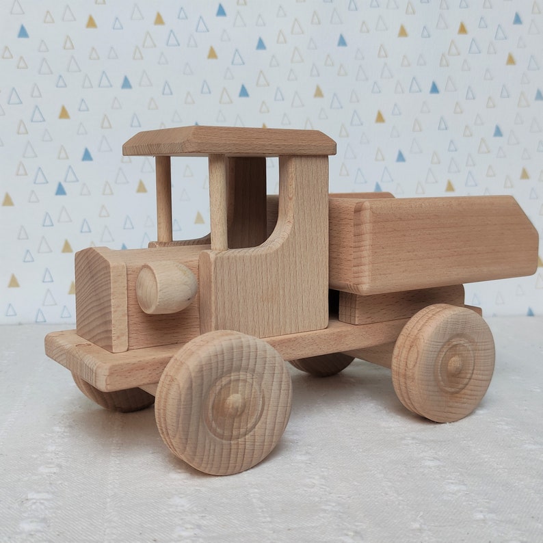 Truck with Dumper Wooden Toys Eco Handmade Toddler toys for kids Gift image 1