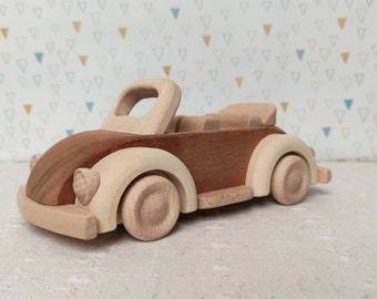 Hölzernes Babyspielzeug Käfer Cabriolet Auto Holzspielzeug für Baby Montessori Kindergeschenk Geburtstag
