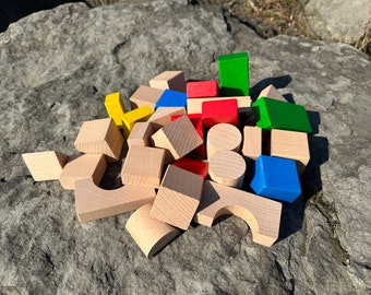 Cubes en bois Jouets en bois Montessori Jeu de cubes faits à la main bloc Waldorf
