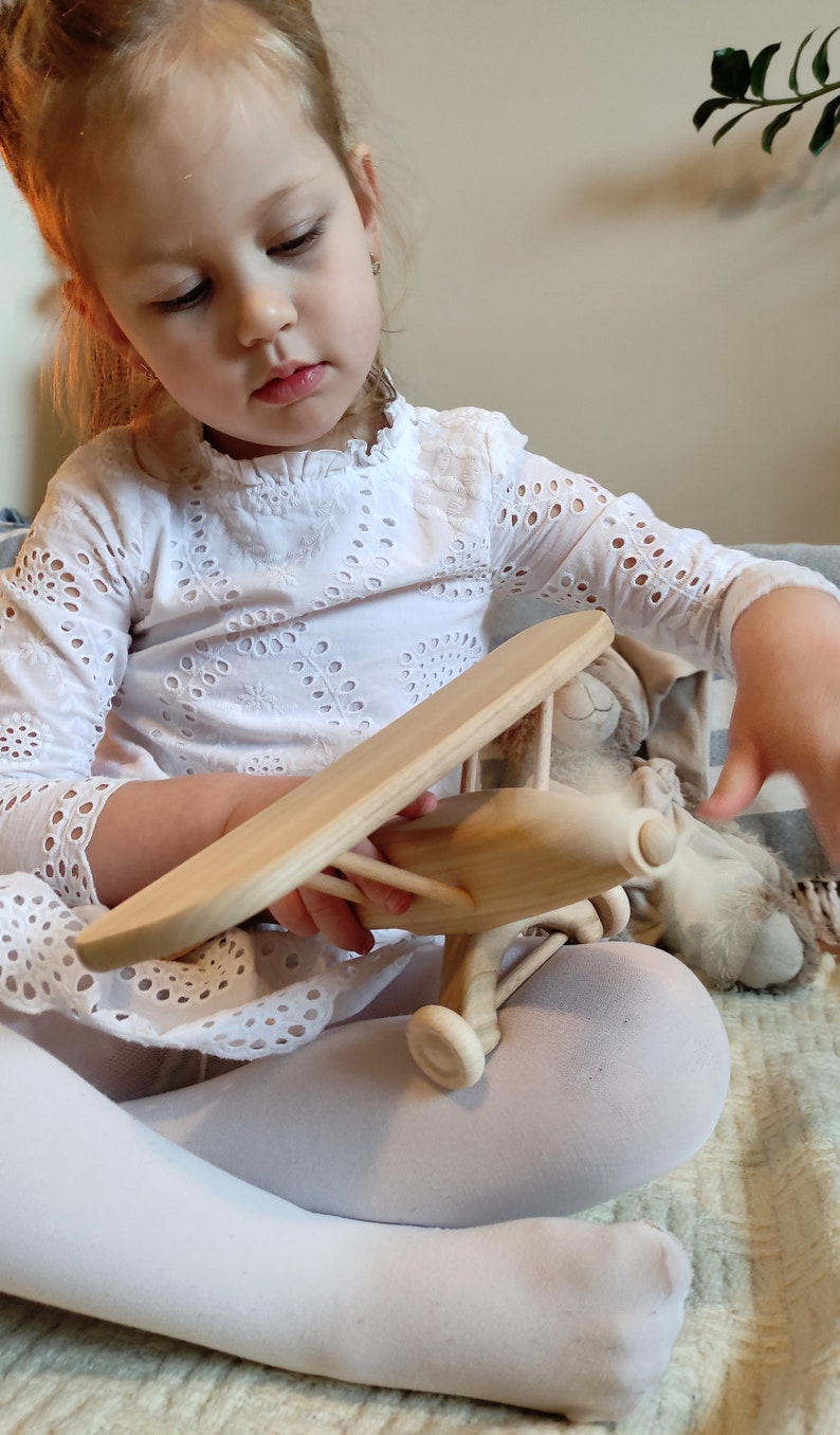 Vliegtuig Houten Speelgoed Vliegtuig Handgemaakte Houten Speelgoed Cadeau voor kind baby verjaardag auto afbeelding 7