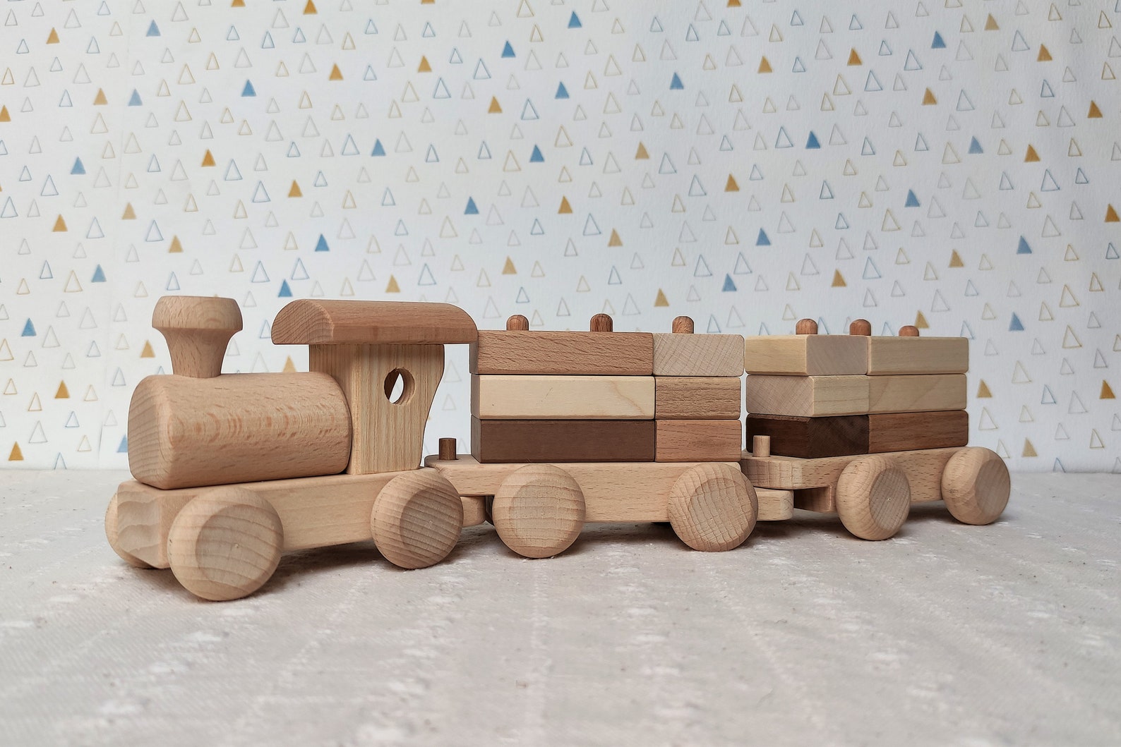 Wooden Train With Toys Handmade Eco Etsy