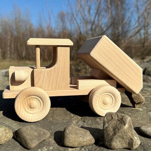 Truck with Dumper Wooden Toys Eco Handmade Toddler toys for kids Gift image 3
