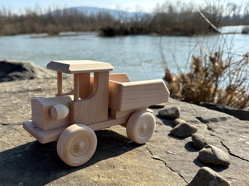 Truck with Dumper Wooden Toys Eco Handmade Toddler toys for kids Gift image 4