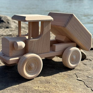 Truck with Dumper Wooden Toys Eco Handmade Toddler toys for kids Gift image 5