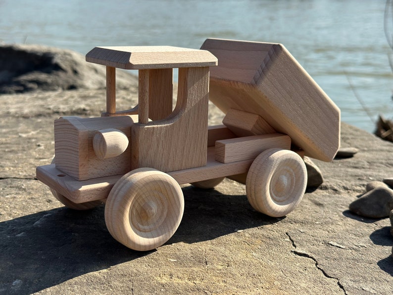 Truck with Dumper Wooden Toys Eco Handmade Toddler toys for kids Gift image 5