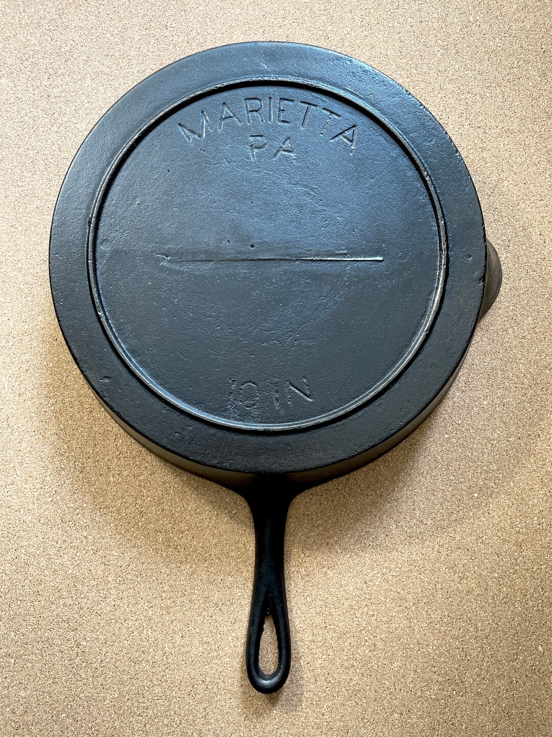 Marietta 10 Cast Iron Skillet cracked, See Description Etsy