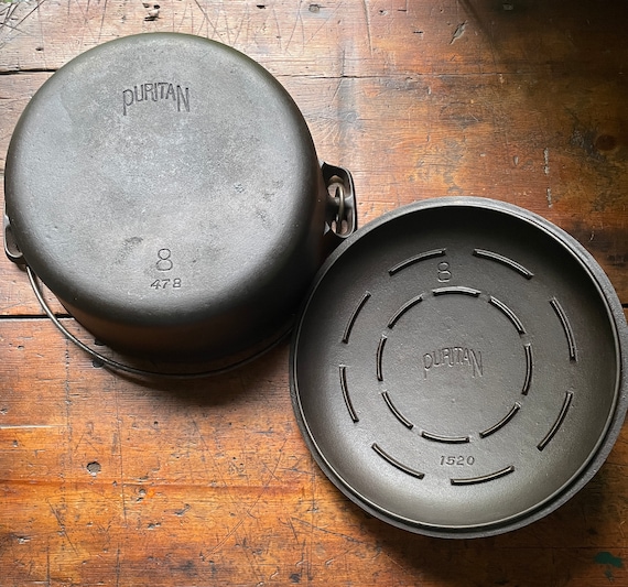 Griswold Puritan 8 Cast Iron Dutch Oven Etsy