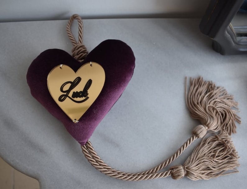 Handmade Lucky charm Velvet Heart with plexiglass.. Handmade Lucky charm Velvet Heart with plexiglass..