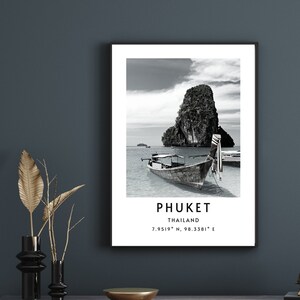 Phuket Wall Art, Instant Download Phuket Poster, Phuket Thailand Print, Phuket Thailand Travel Landmark, Phuket Thailand Boat Beach Print