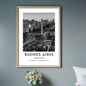 Black and White Buenos Aires Printable Wall Art, Instant Download Buenos Aires Poster, Minimalist Buenos Aires Argentina, Buenos Aires City