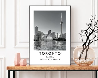 Toronto Canada Wall Art Printable, Instant Download Toronto Minimalist Wall Art, CN Tower Canada Monochrome Print, Toronto Cityscape Print