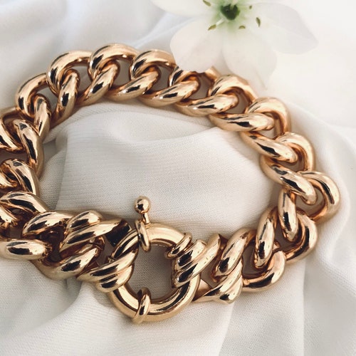 Gold Chunky Curb Bracelet for Women Gold Statement Bracelet Etsy