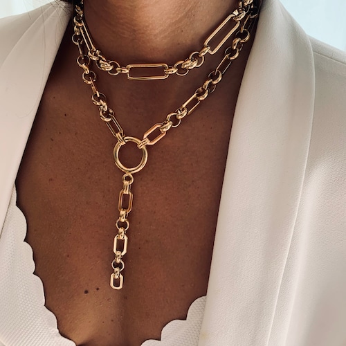 Chunky Choker Necklace Lariat Set of Necklaces Long Drop Etsy