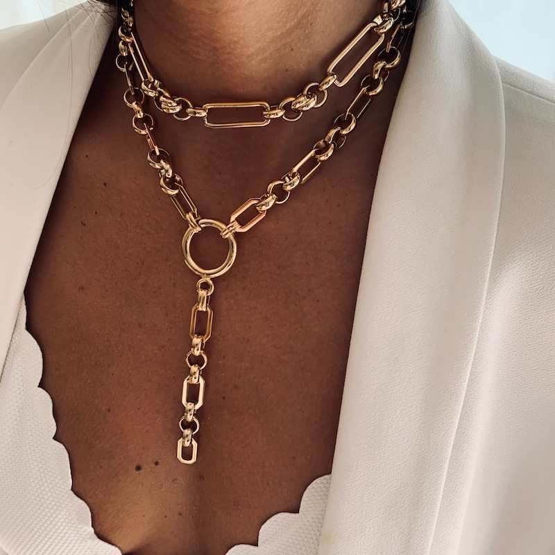 Long Chunky Drop Necklace - Etsy UK