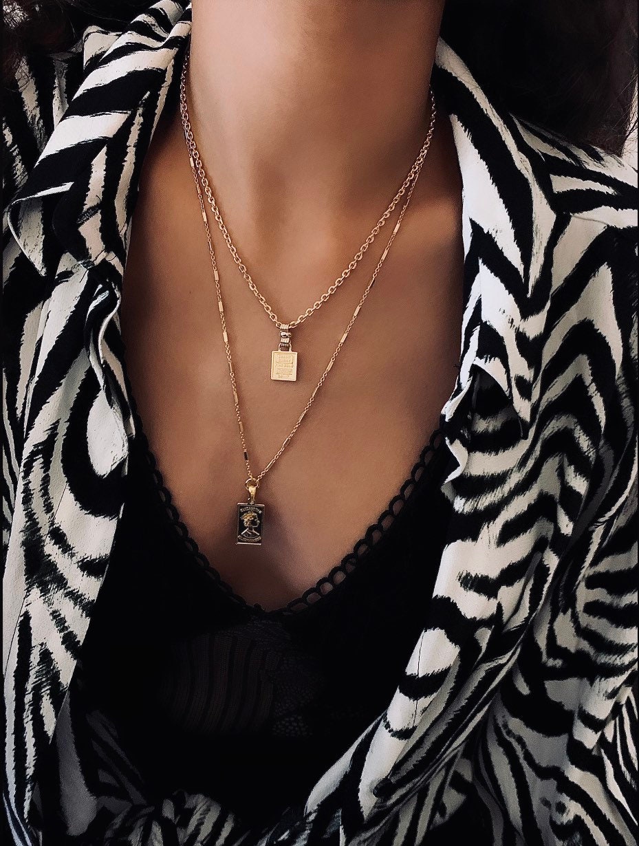Rectangle Coin Necklaces layers Set 