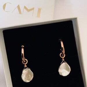 Pearls earrings, gold and pearls earrings, twisted hoops earrings, image 7