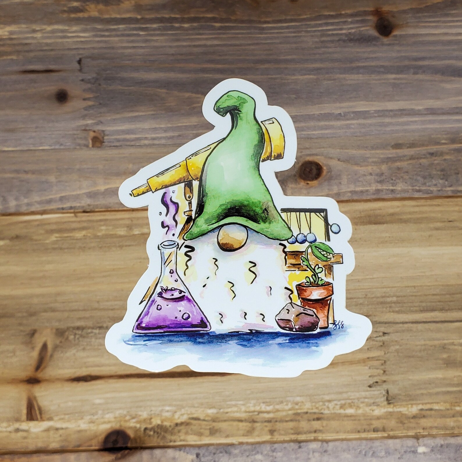 Science teacher gnome vinyl sticker school scientist  etsy