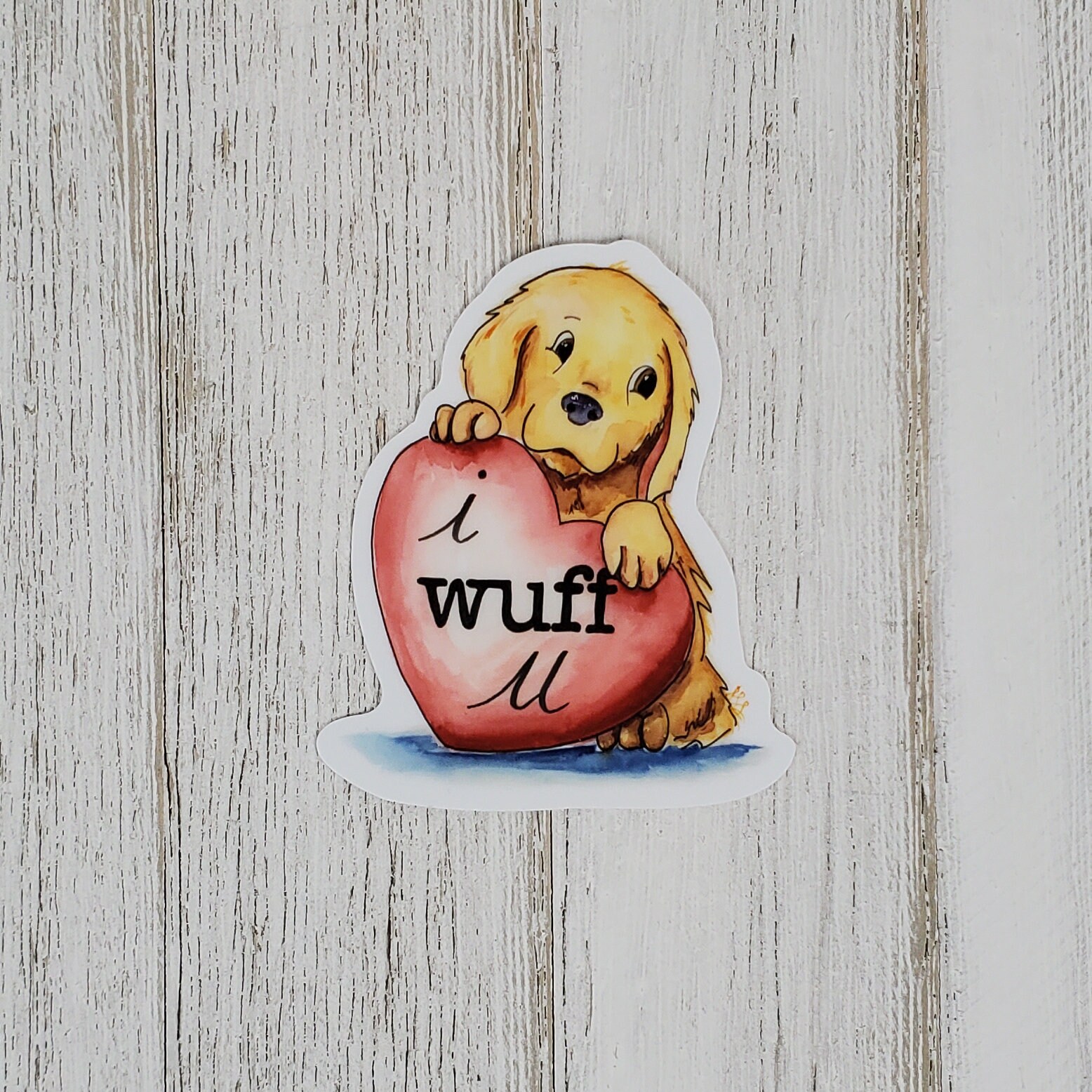 Wuff Sticker I Wuff U Puppy Vinyl Sticker Heart and Dog Die Cut Stickers - Etsy