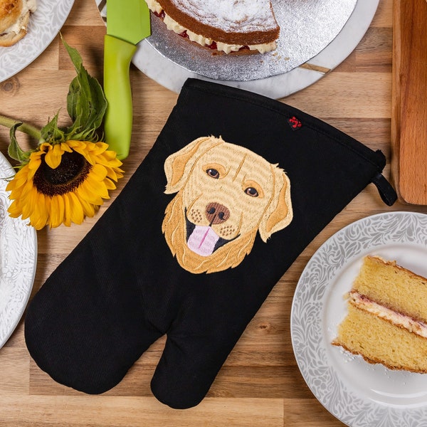 Golden Retriever Dog Embroidered Oven Gloves/Mitts  Single/Double | Heat Insulating | CE Tested