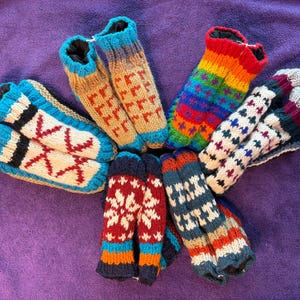 Hand Knit Wool Slippers from Nepal Lined with Micro fleece - Cozy and Warm - NEW! JUSTARRIVED. More coming mid January 2025