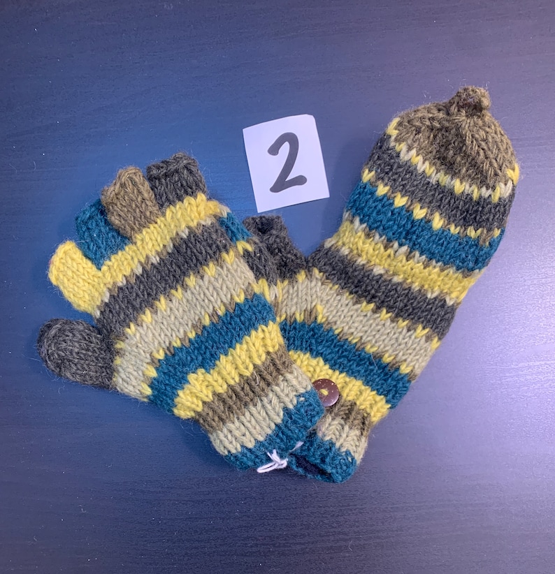 Wool Convertible Gloves/mittens Hand Knitted in Nepal NEW JUST ARRIVED