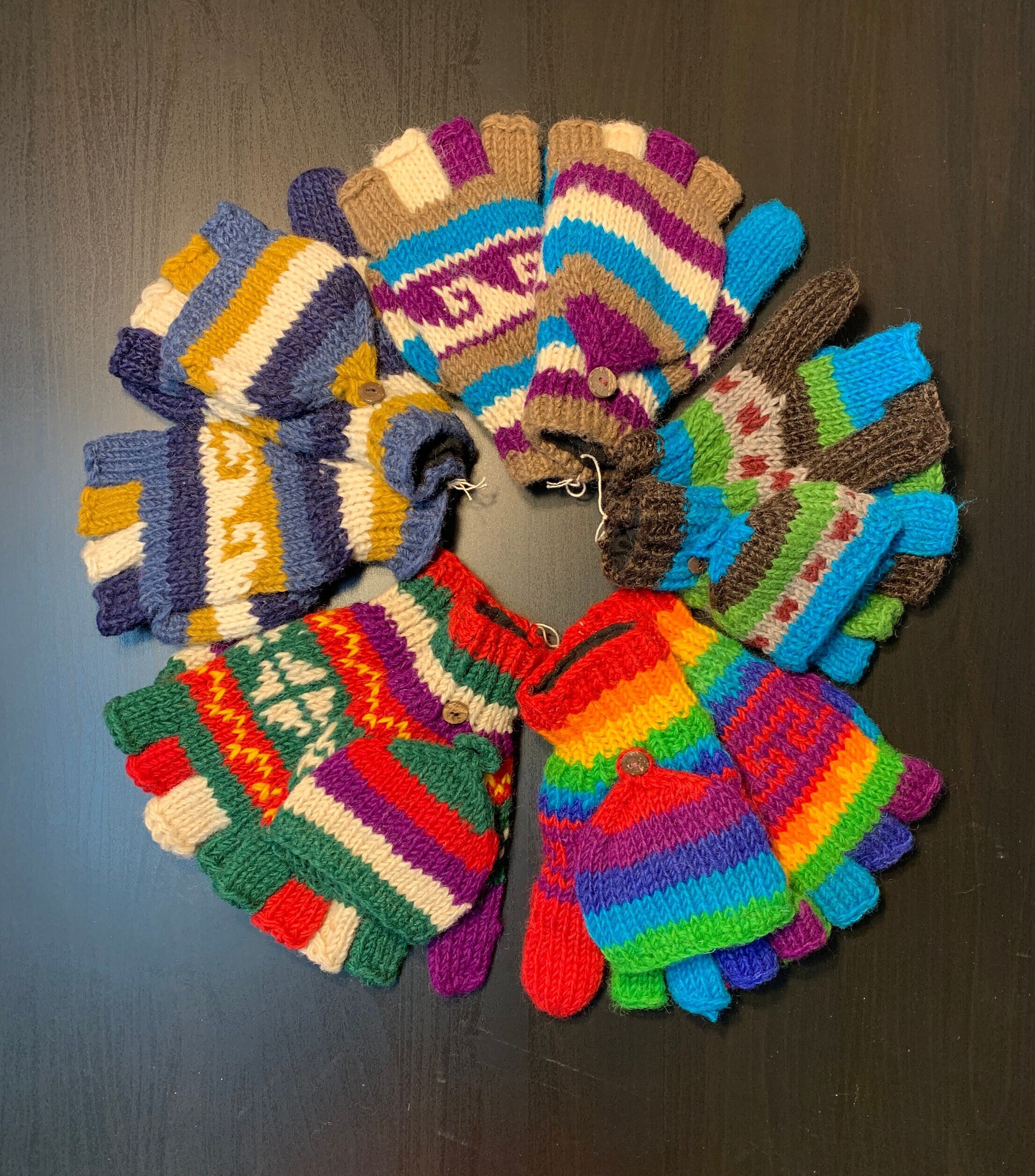 Wool Convertible Gloves/mittens Hand Knitted in Nepal NEW JUST ARRIVED