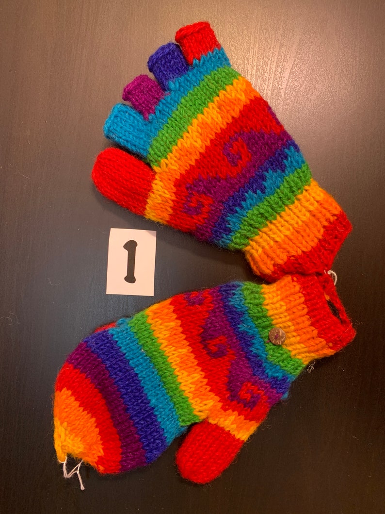 Wool Convertible Gloves/mittens Hand Knitted in Nepal NEW JUST ARRIVED