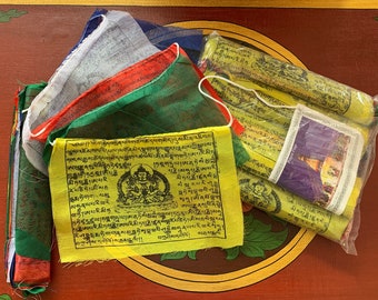 Tibetan Prayer Flags made in Nepal- 9"x6"  Amitayus or Windhorse-25 flags per set