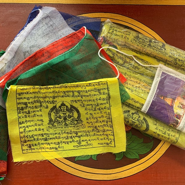 Tibetan Prayer Flags made in Nepal- 9"x6"  Amitayus or Windhorse-25 flags per set