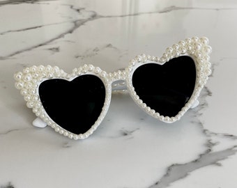 Weiße Perle Perlen Herz Sonnenbrille Braut