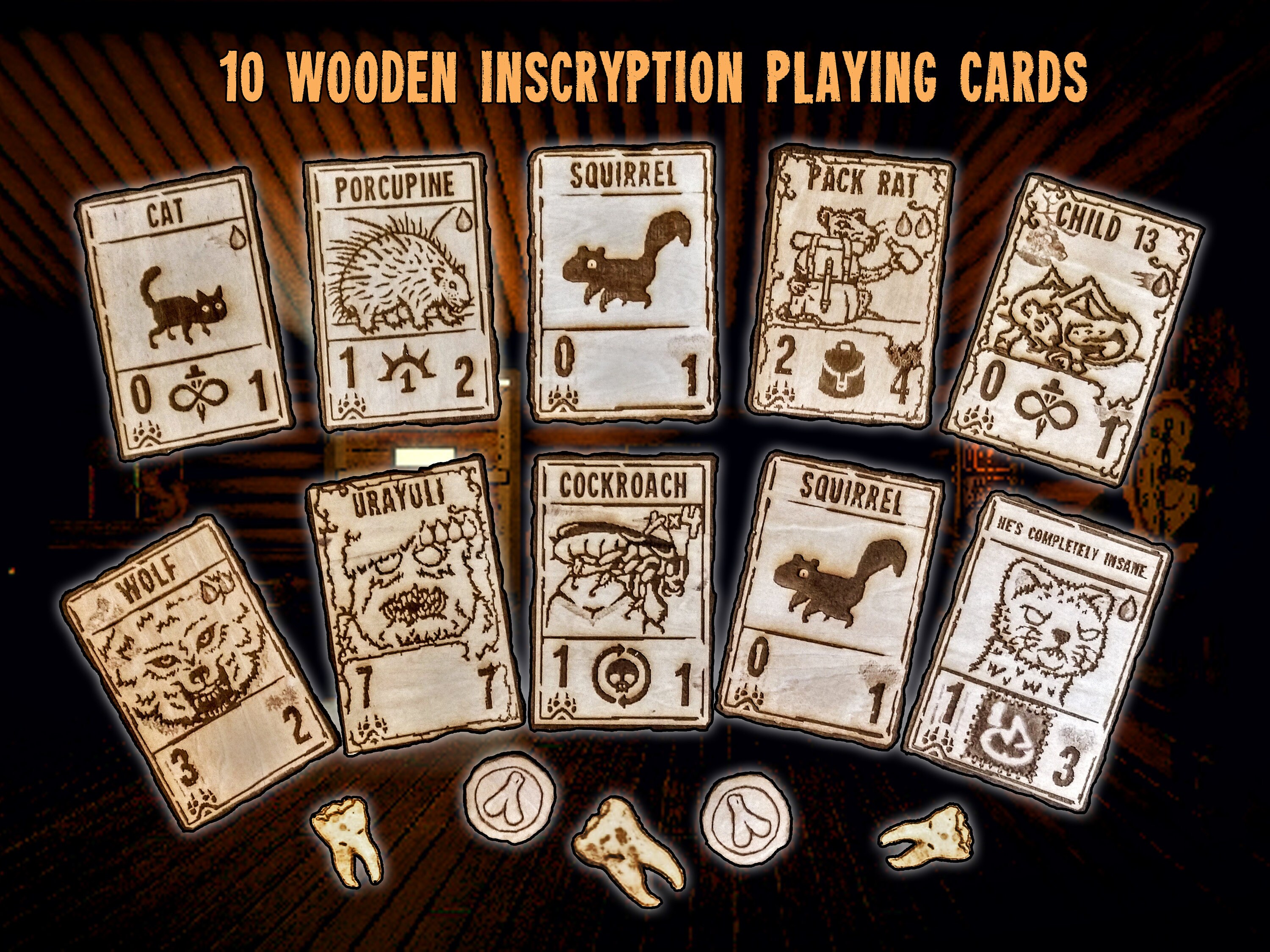 LARGE Wooden Cards With Teeth & Bone Tokens flying Urayuli - Etsy
