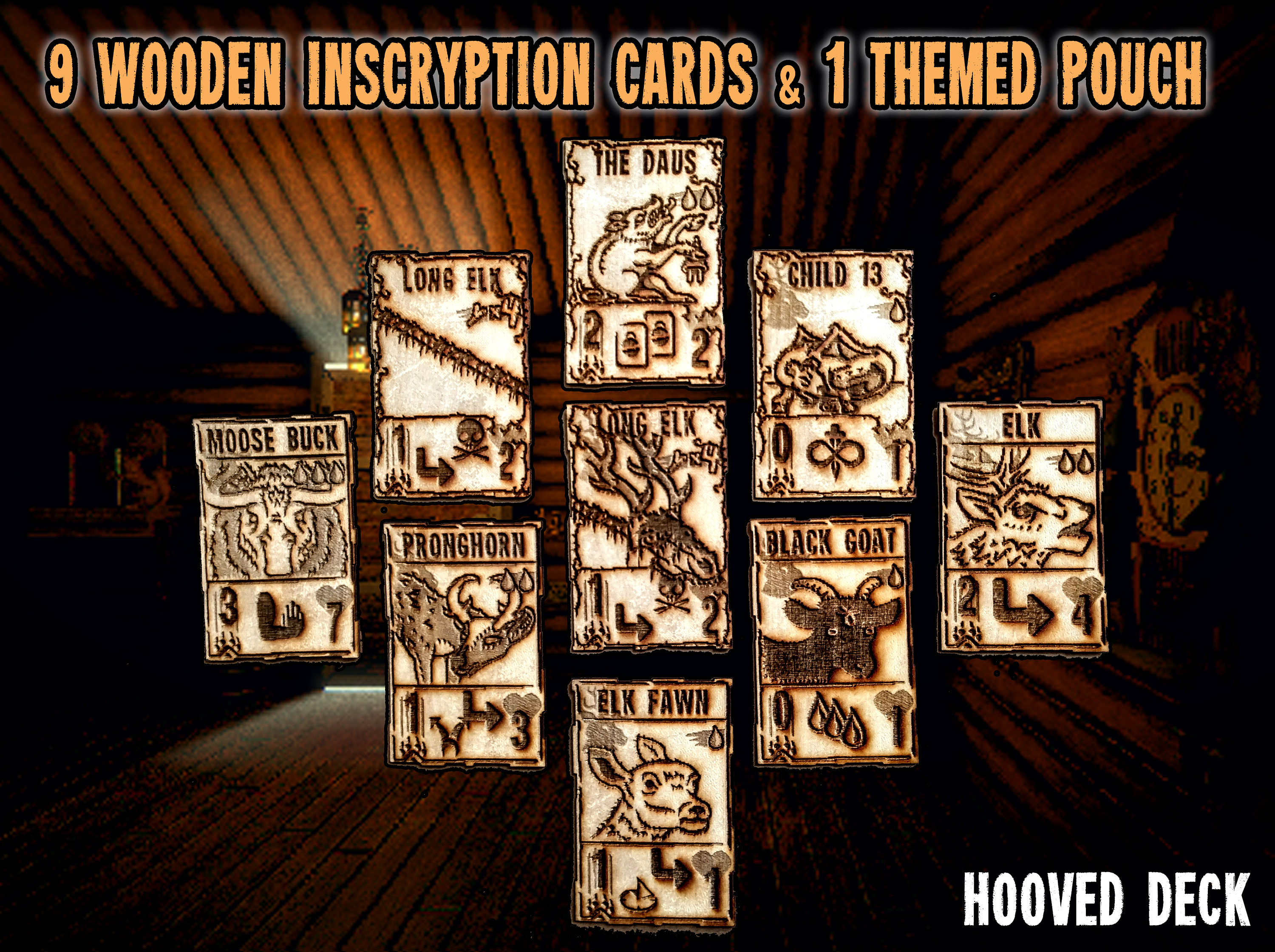 Inscryption Card game with 206 Laminated cards with playmat!