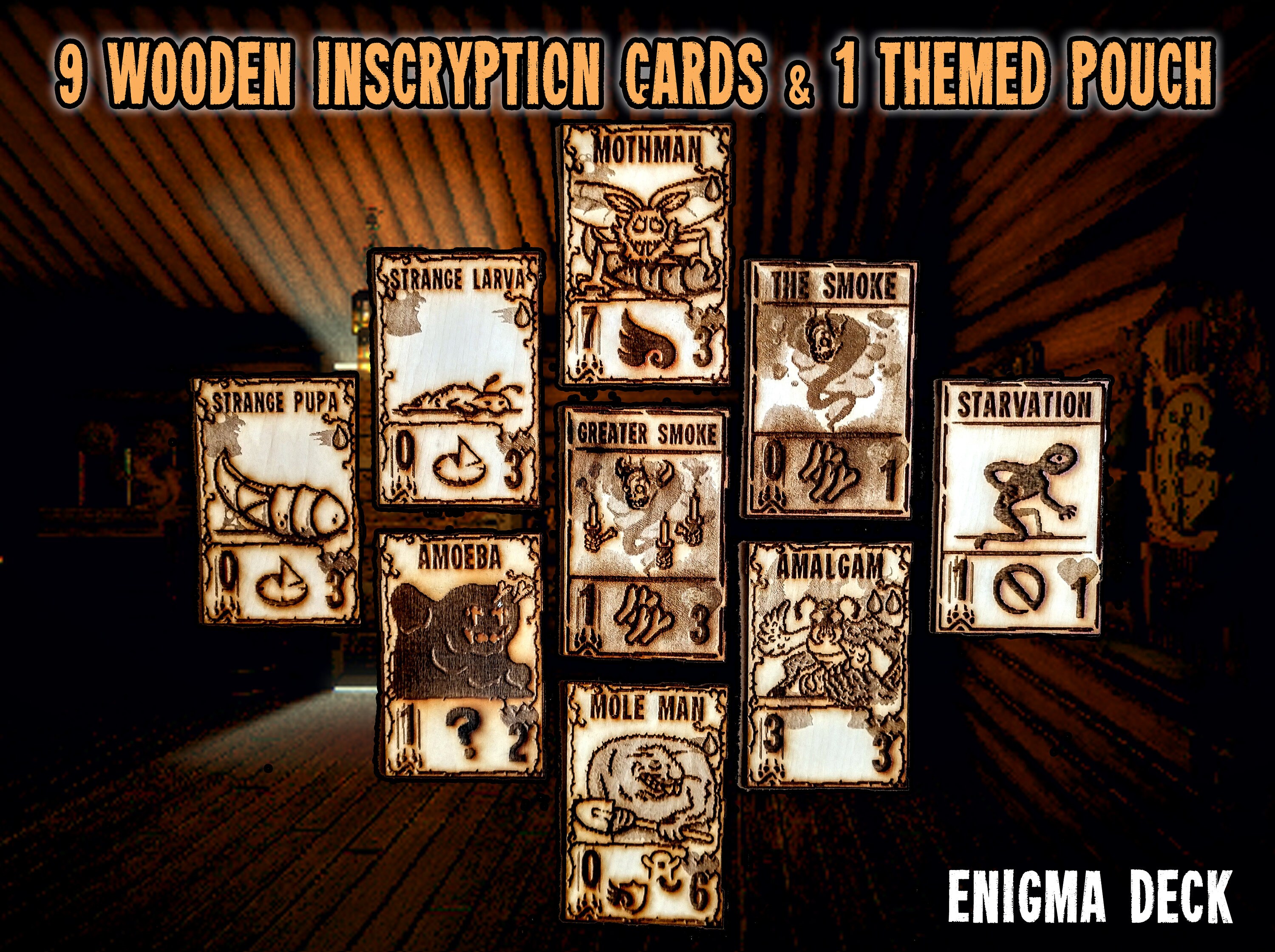 ENIGMA DECK Wooden Collector Cards With Carry Pouch - Etsy
