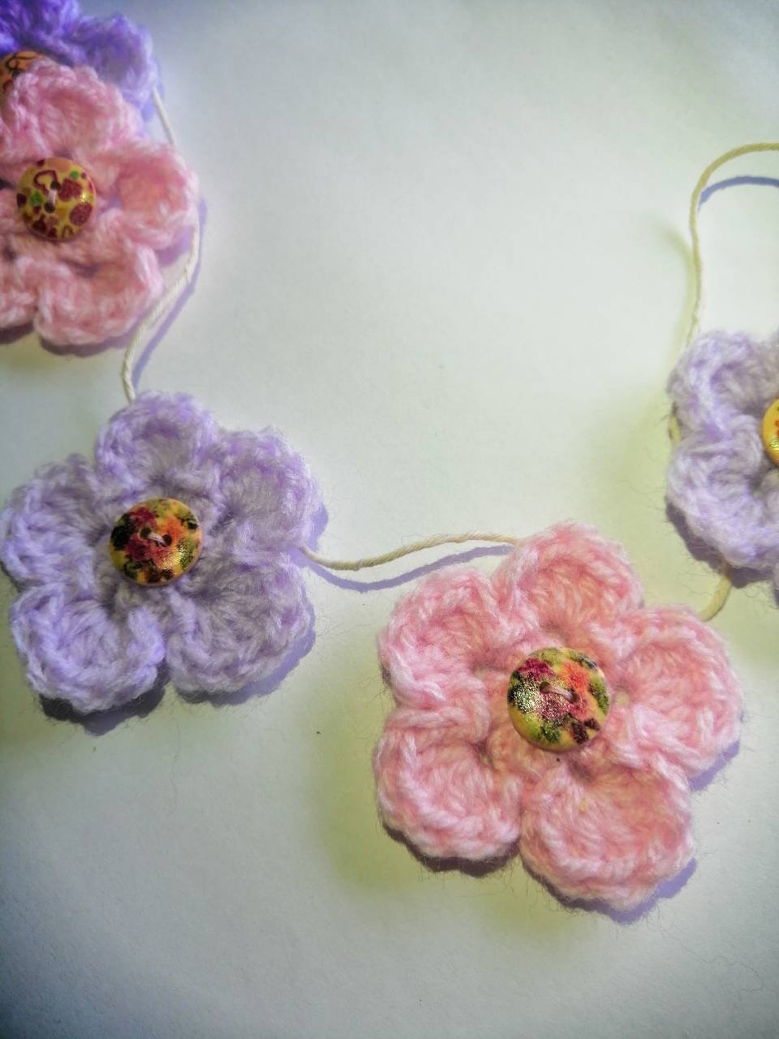 Handmade crochet flower garland bunting with pretty button Etsy